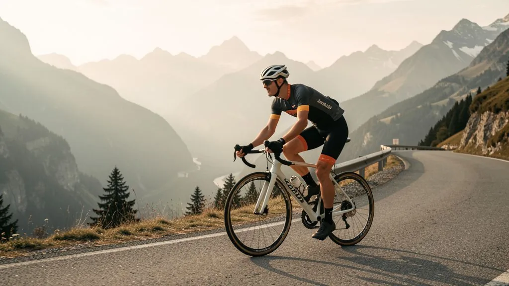 Road cyclist on a mountain road